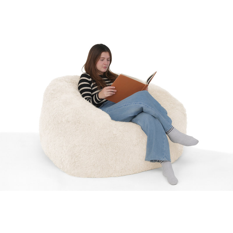 Bilbao Faux Fur Bean Bag Armchair, Beige Faux Fur