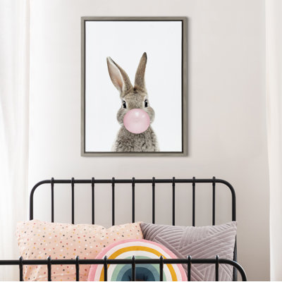 Bubble Gum Bunny by Amy Peterson Framed Canvas Wall Art Print