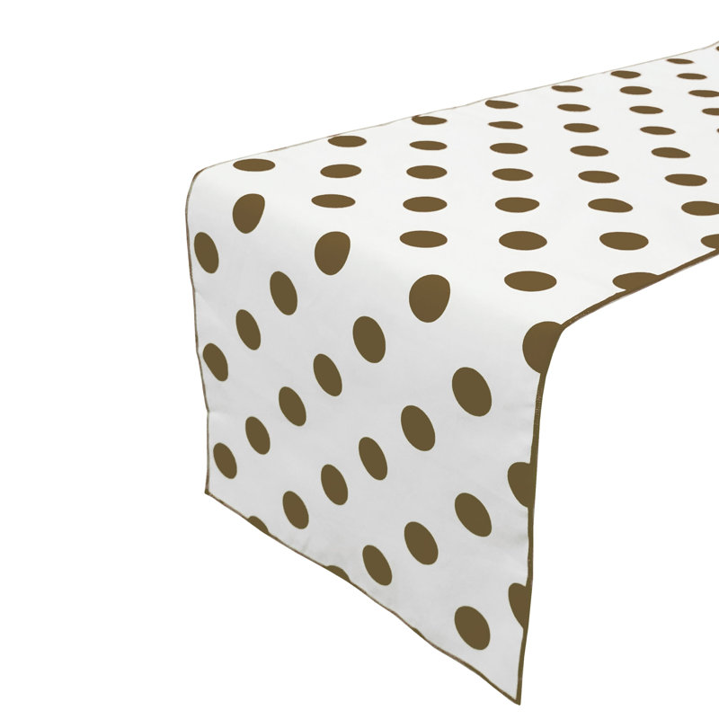 Chemin de table à pois, L 90 po x l 12 po, Brun / blanc