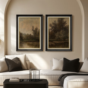 Ensemble de 2 œuvres d'art encadrées de qualité supérieure sur toile de qualité supérieure avec cadre de 26 po x 36 po (Ensemble de 2)