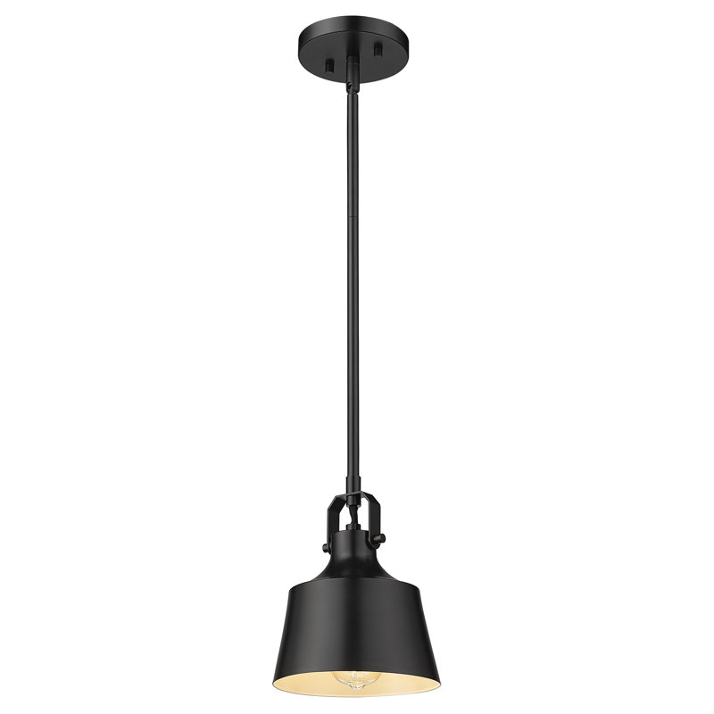 Luminaire suspendu conique à 1 lumière Provin, Noir mat