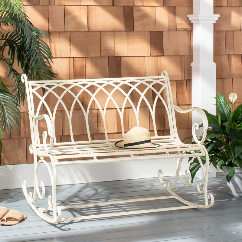 110 cm W Iron Garden Bench, Pearl White