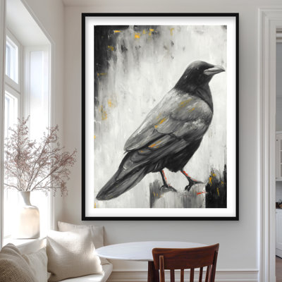 Corbeau, impression matte encadrée | Plumes d'animaux, décoration intérieure