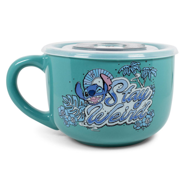 Disney Stitch & Angel Hearts Mug Love Heart Handle 14 OZ Ceramic Cup