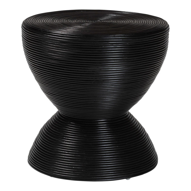 Table d'appoint stratifiée en rotin naturel et sablier avec motif sculptural moderne