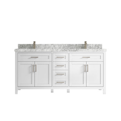 72'' Double Bathroom Vanity with Marble Top