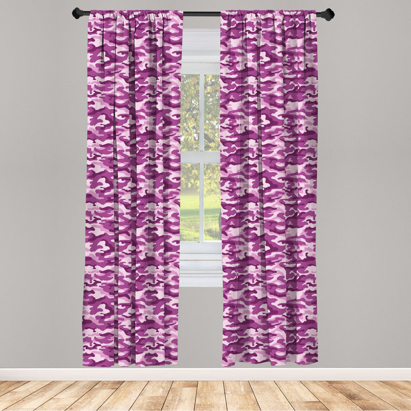 Camouflage Semi-Sheer Rod Pocket Curtain Panels, 28" x 63"