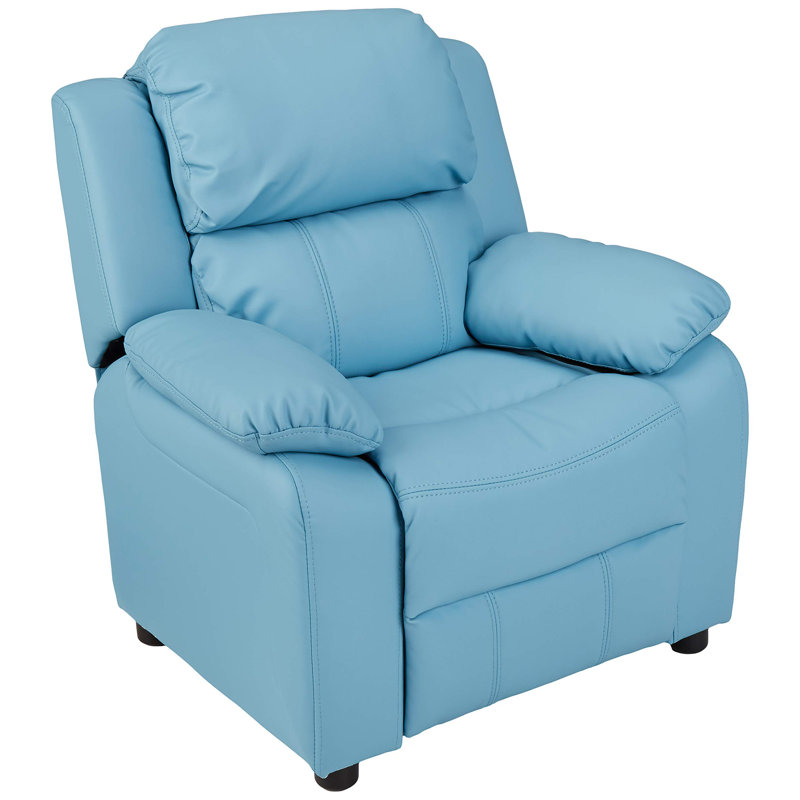 Alexzia Kids 14.2'' Recliner Chair with Collapsible Footrest, Blue