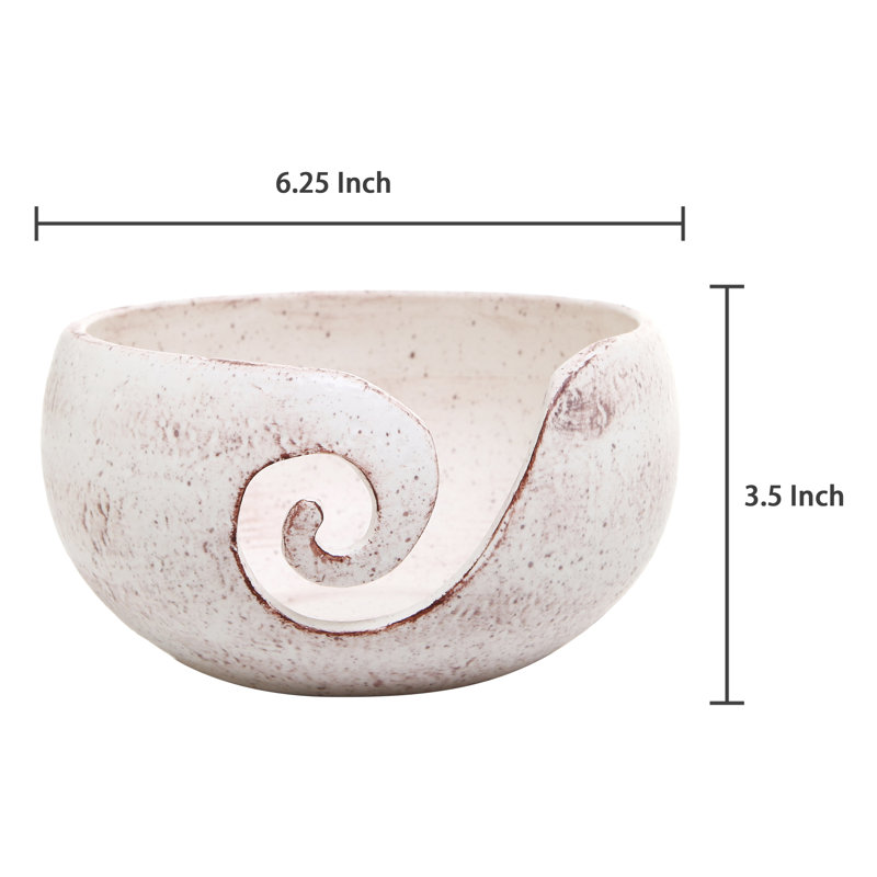 Handmade Ceramic Decorative Yarn Bowl, White