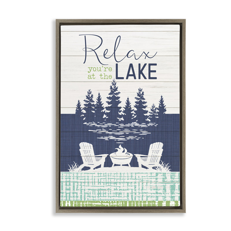 «Relax at Lake Rustic View», toile flottante encadrée par PDR, LLC., Cadre flottant orme Montalcino, H 25 po x l 17 po