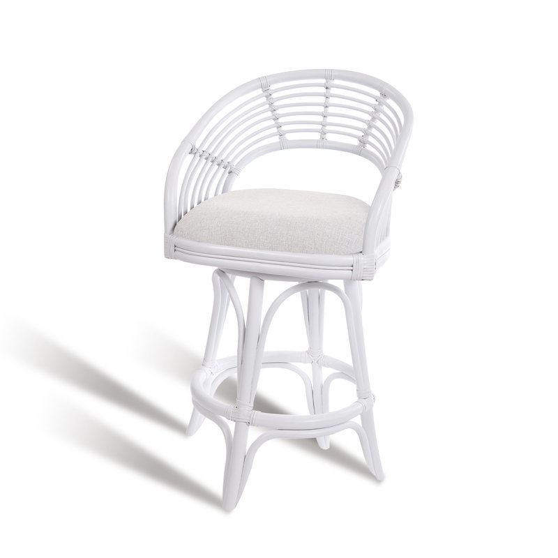 Tabouret pivotant Danetra, Cadre brun clair / blanc, Tabouret de bar (siège d'une hauteur de 32 po)