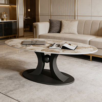 Table basse simple en ardoise moderne avec base en métal