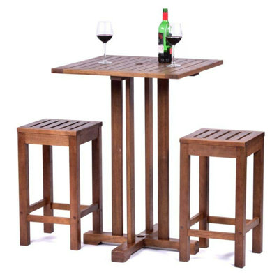 Herika 2 - Person Fir Square Solid Wood Patio Dining Set