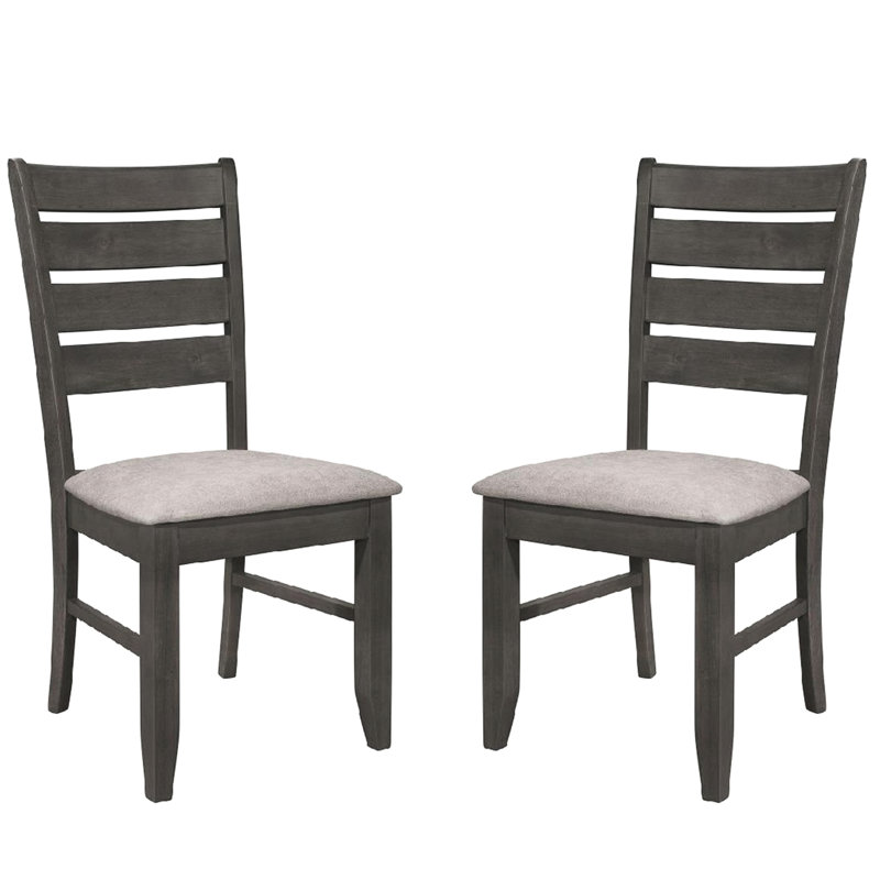 Dark Grey Fabric Upholstered Dining Chairs Of 2, Back For A Comfy Experience ( 2), Upholstery And Style