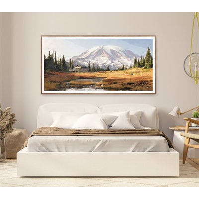 Mount Rainer National Park, Horizontal Wall Art, Watercolor Travel Print