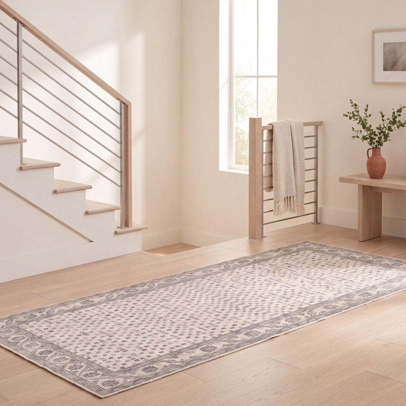 Tapis Vandelay moderne à motifs mosaïques abstraites bleu, gris et beige, lavable à la machine, antidérapant, à poils courts, pour l'intérieur et l'extérieur, adapté aux animaux domestiques, idéal pour le salon, la chambre, la salle à manger, l'entrée, le couloir ou le bureau.