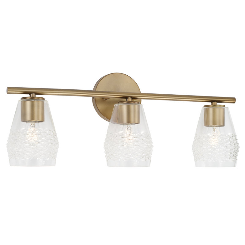 3 - Light Dimmable Vanity Light, Aged Brass