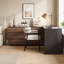 Bureau d'ordinateur en L 97,6 po avec commode extensible avec tiroirs de rangement-37882644