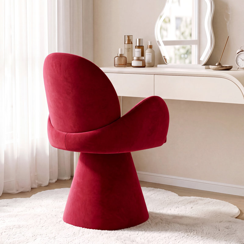 Upholstered Fabric Swivel Accent Chair, Red