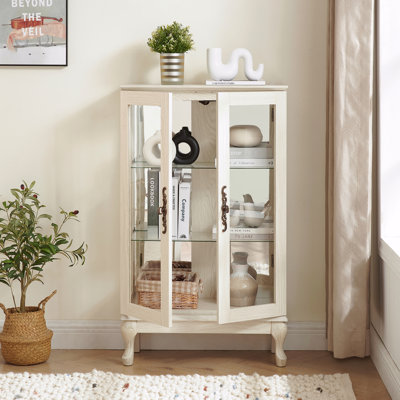 Display Cabinet, Glass, Adjustable Shelves Glass Door 2 Door, Doors Curio With Tempered Doors, Curio Cabinets With Mirrored Back Panel And, Lighted by Alcott Hill