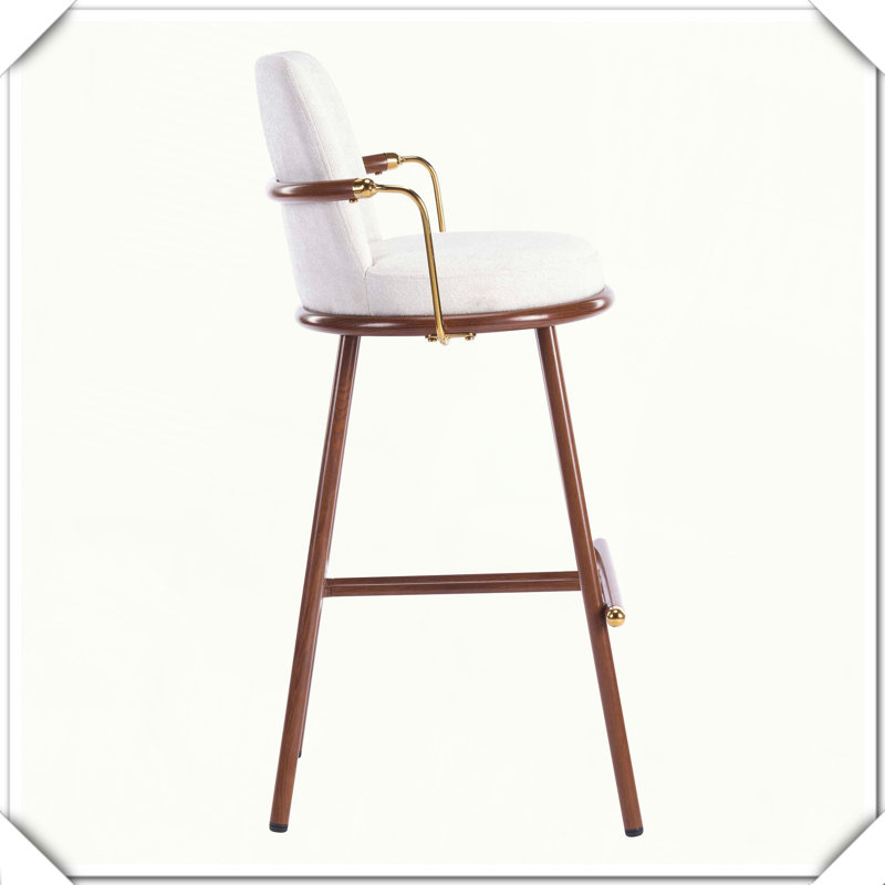 Ensemble de 2 tabourets de bar rembourrés avec structure en métal, finition noyer, pratique, durable et élégant