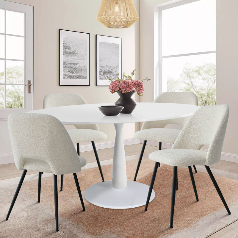 Chaena 5-Piece Oval Dining Table Sets, Beige
