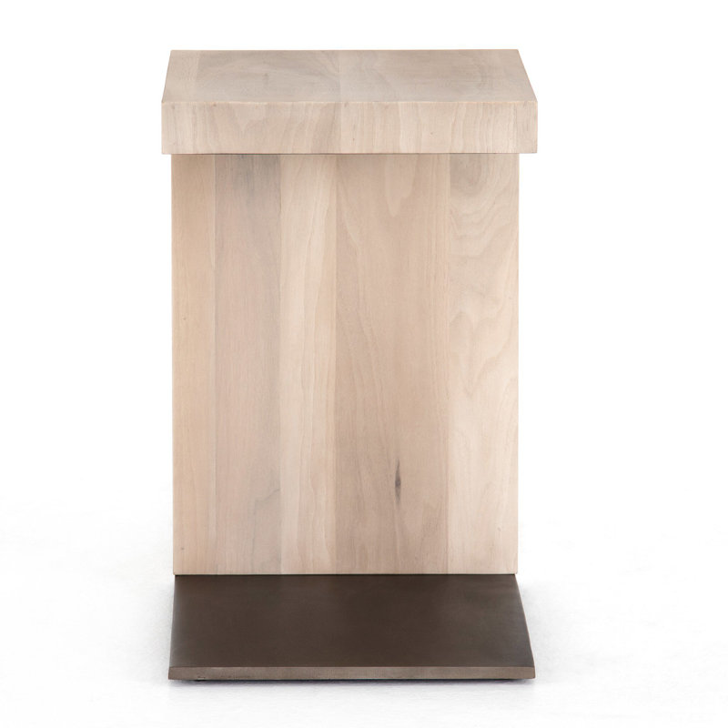 Hudson Solid Wood End Table, Ashen Walnut Gunmetal