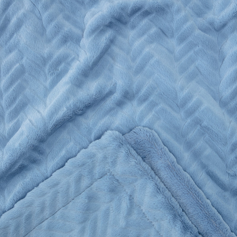  Jeté en fausse fourrure douce, Bleu ciel