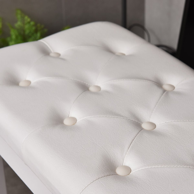 Upholstered Bench with Flip Top, White
