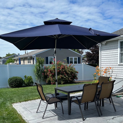 132'' Square Cantilever Umbrella With Wheeled Base,Navy