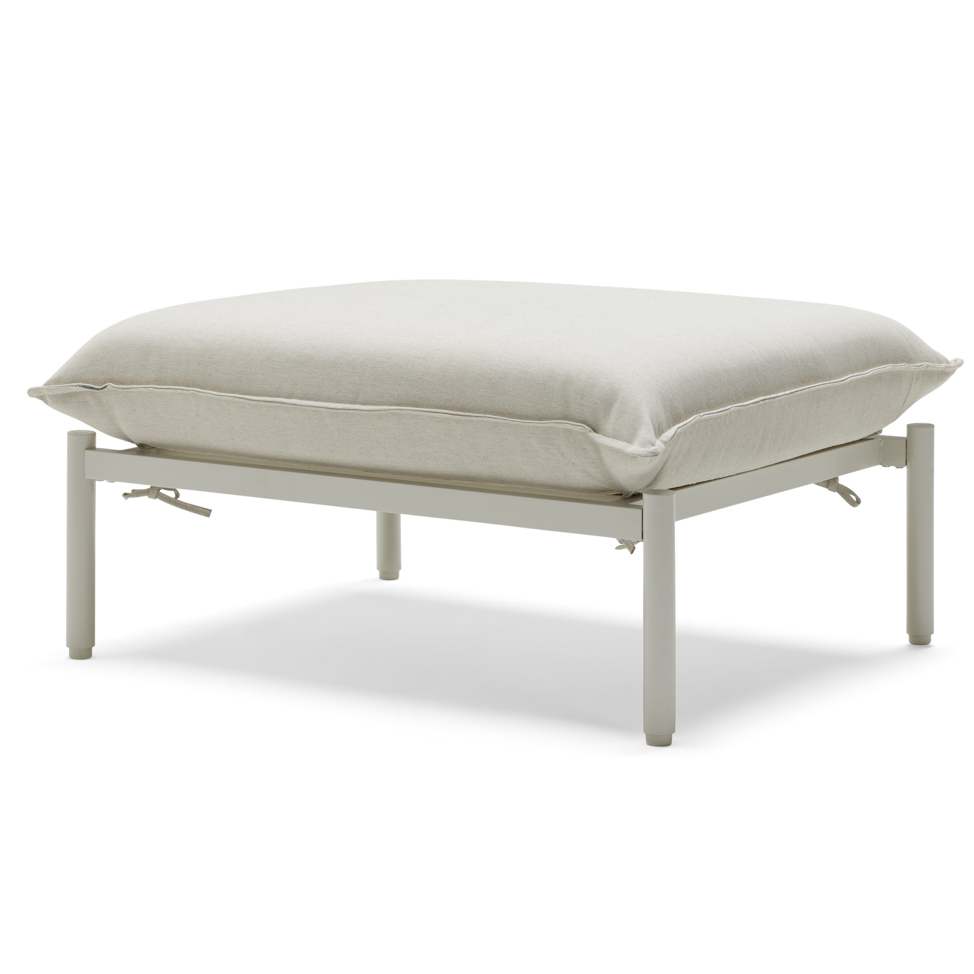 Metal Outdoor Ottoman with Sunbrella® Cushion, Putty