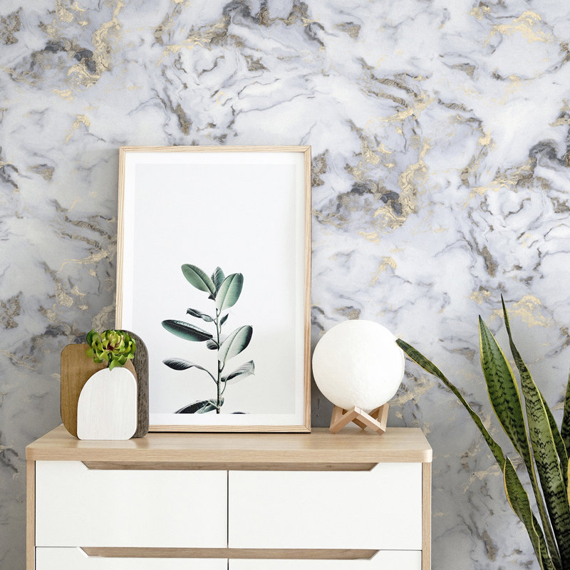 Papier peint marbre Merrick, Gris