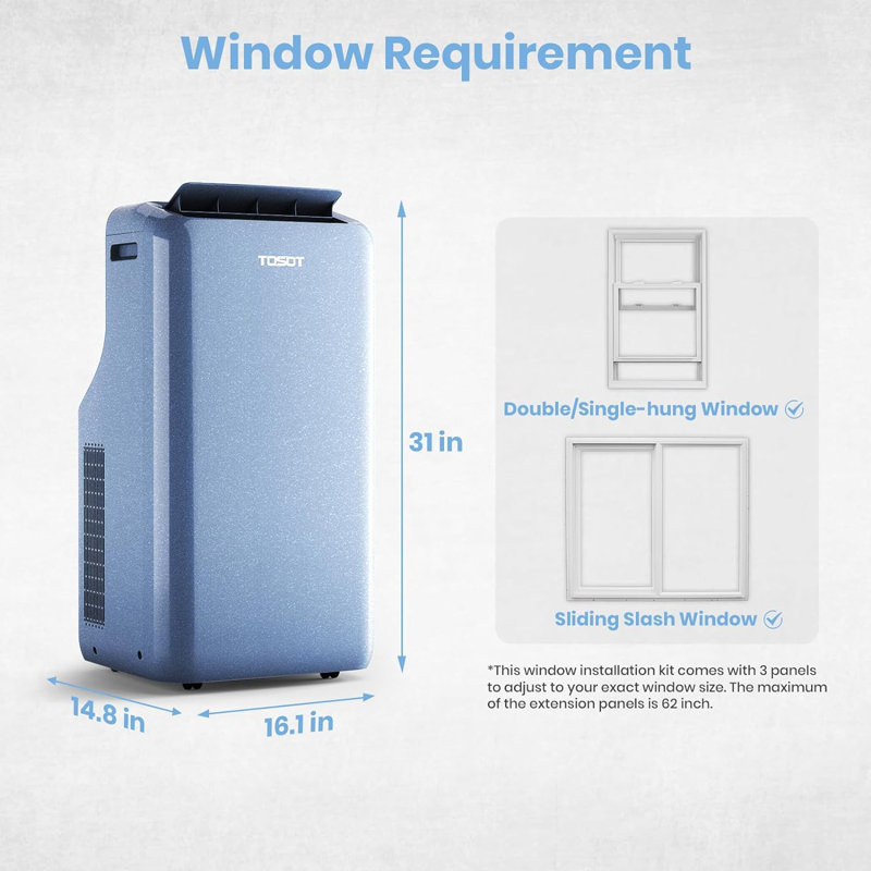 Steel Blue Portable Air Conditioner with Heater and WiFi