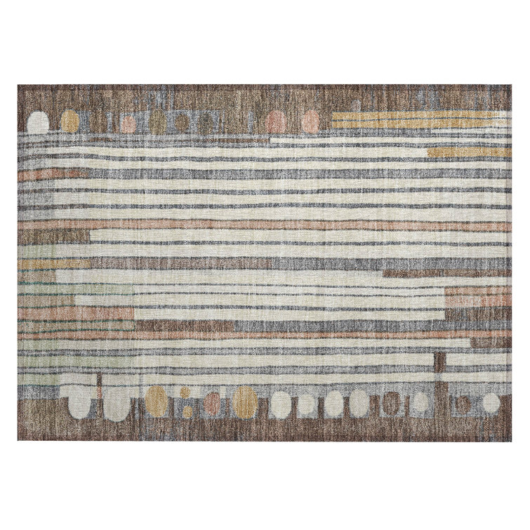 Machine Washable Indoor/Outdoor Husby ACN2189 Geometric Rug