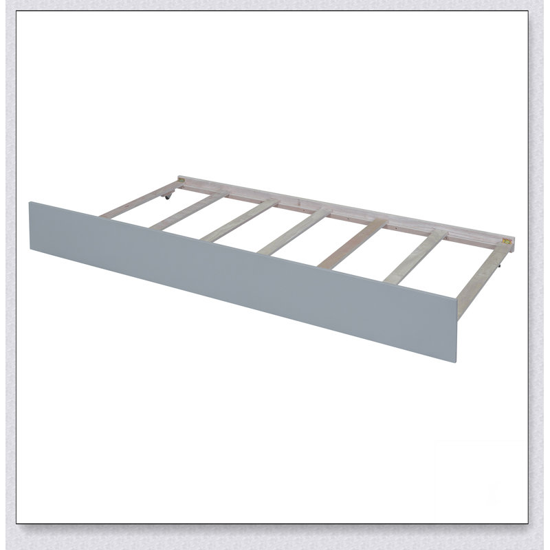 Wood Daybed With Trundle And Fence Guardrails, Gray, Twin