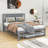 Karidee Full Size Wooden Platform Bed with Adjustable Trundle-2114069532