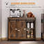 Buffet industriel rustique brun, armoire de rangement avec porte de grange coulissante avec tablettes réglables, armoire de cuisine polyvalente pour le salon et le bar
