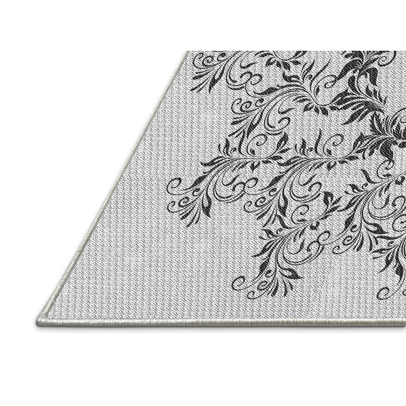 Tapis décoratif en laine et en polyester gris tissé à la machine, Rectangle 7 pi x 10 pi