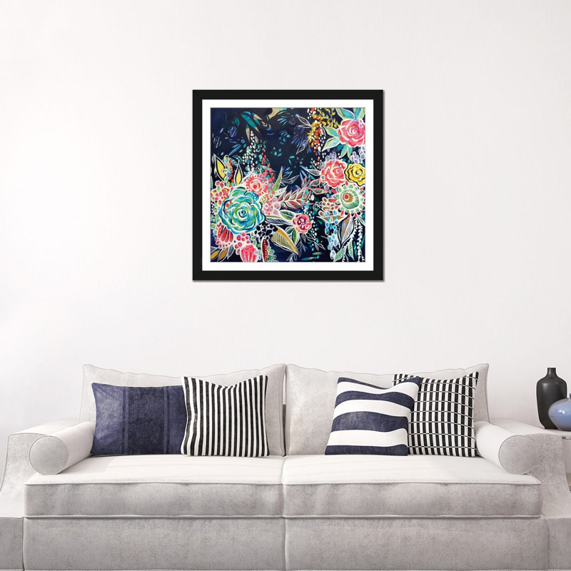 «Night Bloomers» par Stephanie Corfee, impression sur toile, H 24 po x l 24 po x P 1 po, Papier d'art encadré noir, Blanc