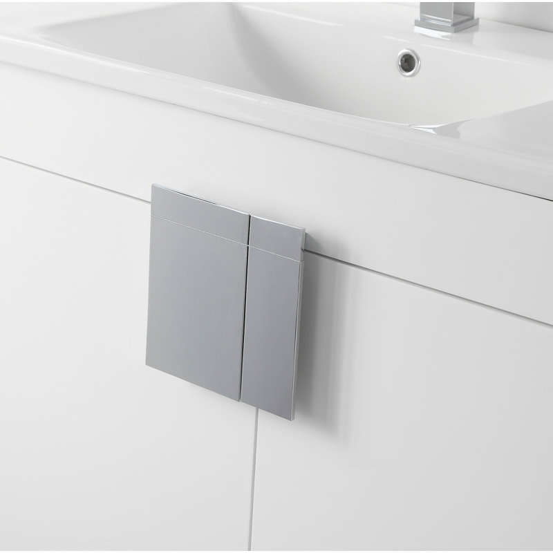 Ensemble de meuble-lavabo simple 36 po Maisie, Peint blanc mat, Chrome poli