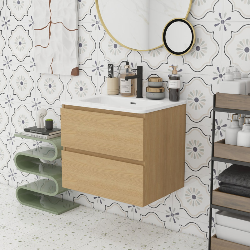 Wall Mount 24'' Bathroom Vanity, Oak
