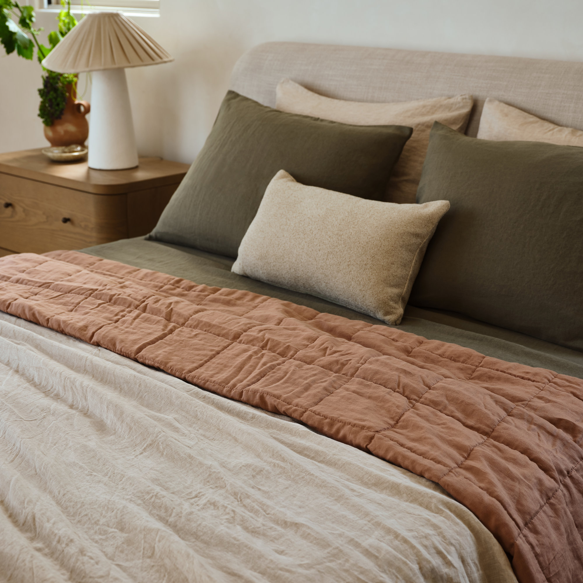 100% French Linen Duvet Cover & Sham Set, Putty Heather, King Duvet Cover + 2 King Pillow Shams