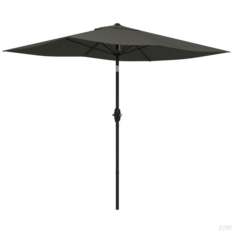 Parasol de marché d'extérieur rectangulaire de 6,5 pi x 10 pi avec manivelle et inclinaison à bouton-poussoir, Gris