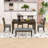 6-Piece Wood Dining Set with Rectangular Table, Bench and 4 Upholstered Chairs