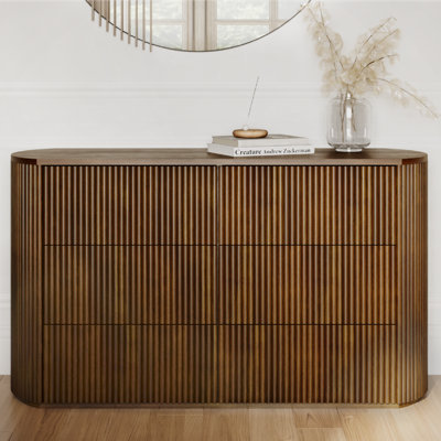 Ellison Fluted Solid Wood Dresser Walnut