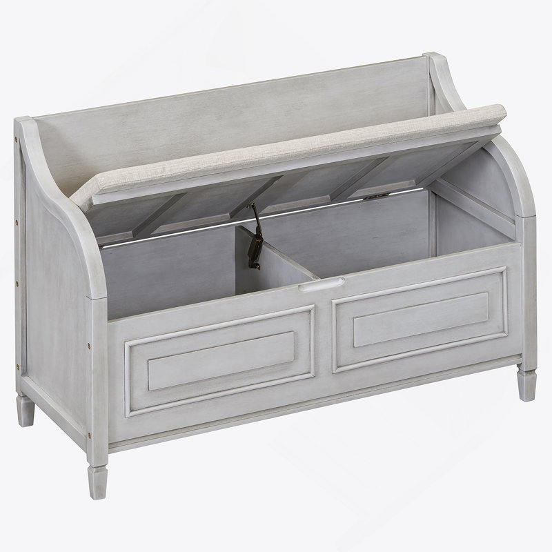 Rustic Multifunctional Storage Bench (Gray Wash+Beige), Gray Wash