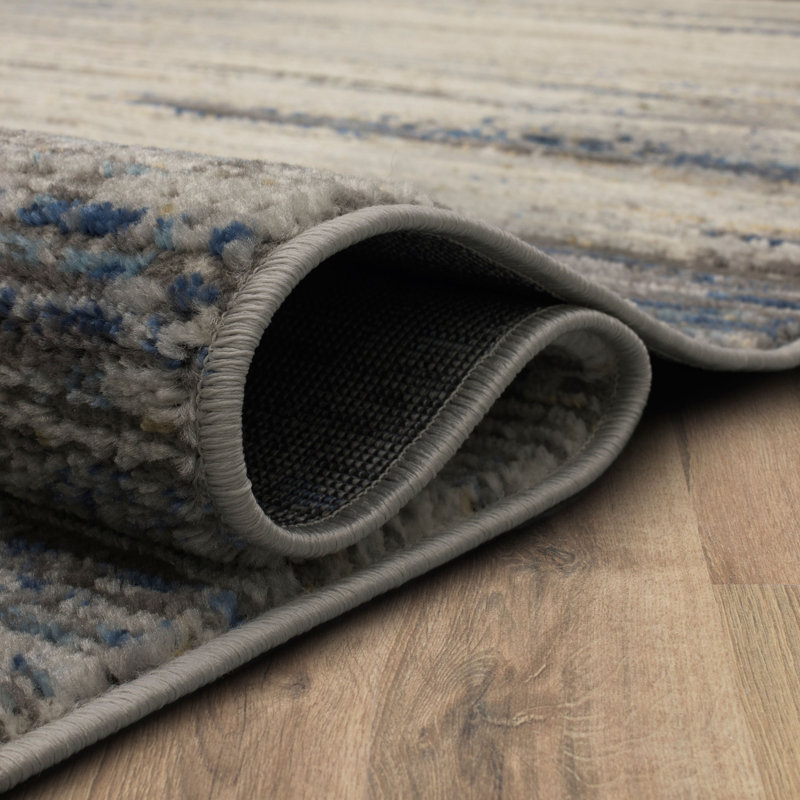 Louque Light Grey Modern Abstract Stripe Area Rug, Rectangle 5'3" x 8'