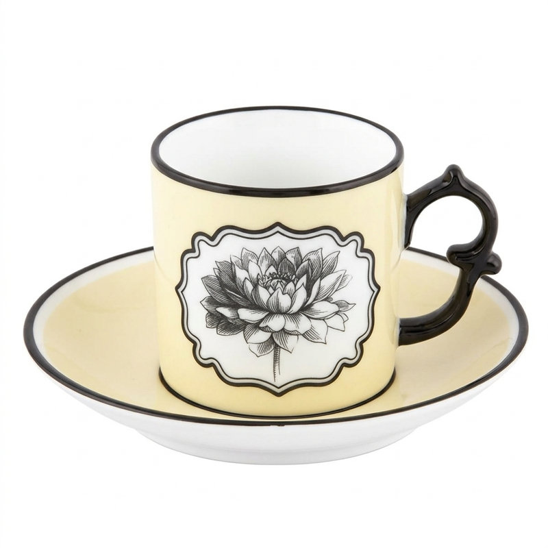 Ensemble de 4 tasses à café et soucoupes Herbariae