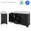 Meuble-lavabo double Barnhart 60 po entièrement assemblé avec comptoir en pierre reconstituée, dosseret, lavabo en céramique, tiroirs à fermeture amortie et charnières de porte à fermeture amortie, dosseret inclus-163661380