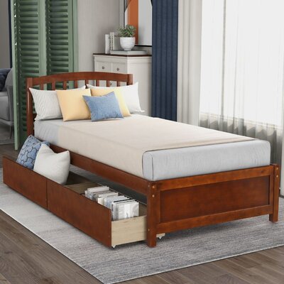 Mangubai Twin Size  Platform Storage Bed With Wooden Slat Support Wooden Bed Frame With 2 Drawers And Headboard No Box Spring Needed -  Red Barrel StudioÂ®, B6E72913F5464874B171A121749A46FC